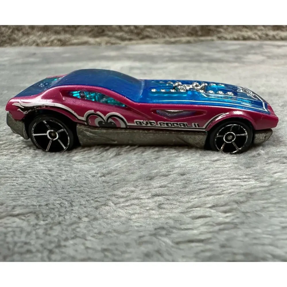 Hot Wheels Bye Focal Blue Pink Diecast Race Car Vintage